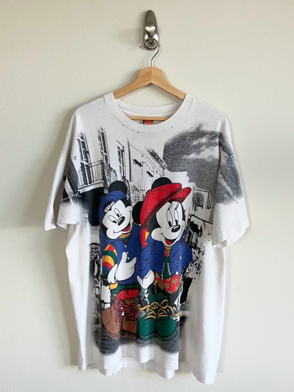 Vintage 90s Mickey and Minnie Jerry Leigh AOP Tee Sz OS ( Fits like an XL )